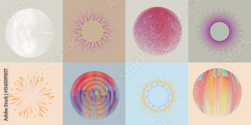 Lines and dots in Circle Form .Rotate rounded shape Vector Illustration .Rotating dots form a circle .Rotating design element . Various lines forming round shape . Abstract Geometric line art .

