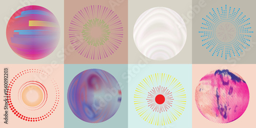 Lines and dots in Circle Form .Rotate rounded shape Vector Illustration .Rotating dots form a circle .Rotating design element . Various lines forming round shape . Abstract Geometric line art .
