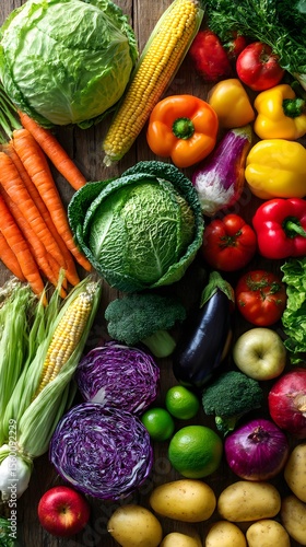 Wallpaper Mural Fresh organic vegetables like vibrant red tomatoes, green cucumbers, and peppers on a market stall Torontodigital.ca