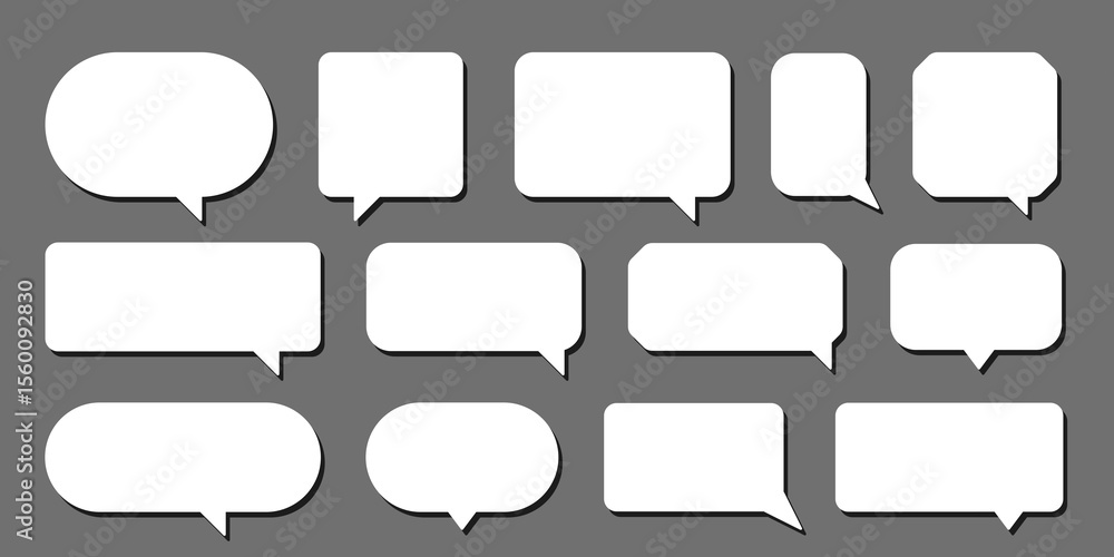 Obraz premium Set of vector speech bubble labels. Retro color special offer design elements, chat emblem, black callout