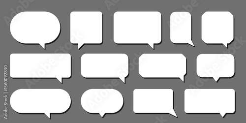 Set of vector speech bubble labels. Retro color special offer design elements, chat emblem, black callout