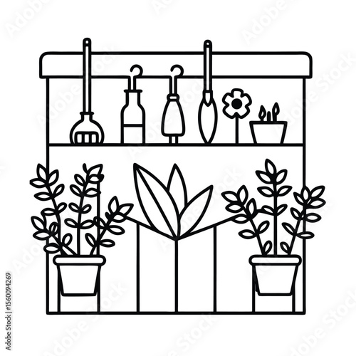 Vertical garden wall filled with herbs and flowers Vector illustration