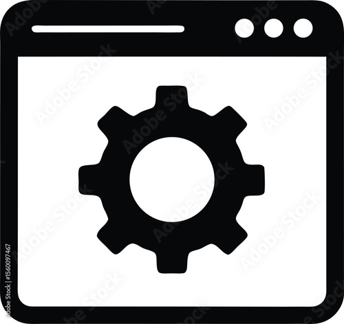 browser window with settings gear icon vector illustration
