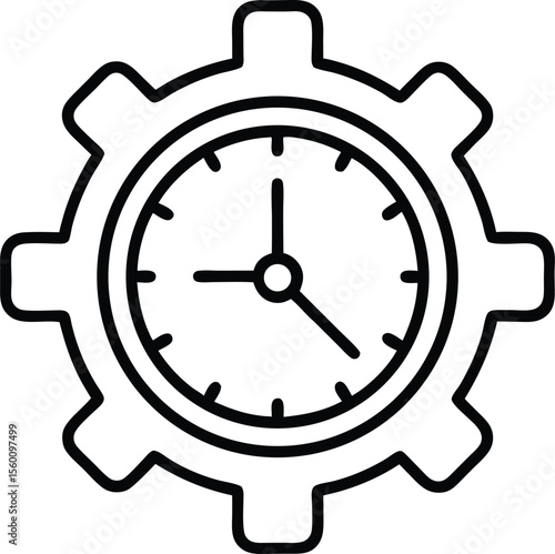 Clock with Gear Time Management Icon for Business