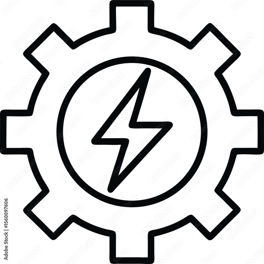 gear with a lightning bolt inside, symbolizing energy efficiency, green technology, and sustainable power systems. gear with a lightning bolt inside, symbolizing energy efficiency, green technology, and sustainable power systems.