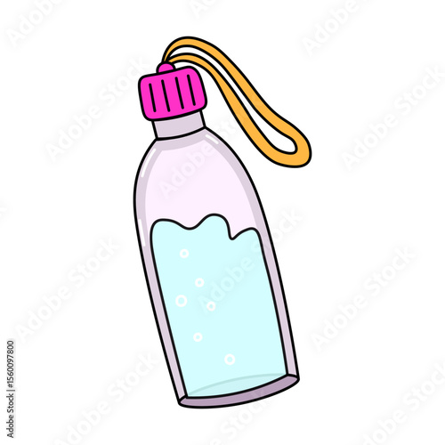 Hand drawn vector illustration of bottle with water. Illustration of bottle with water to go