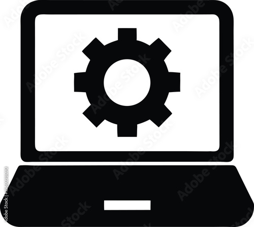 System settings gear screen icon vector sign
