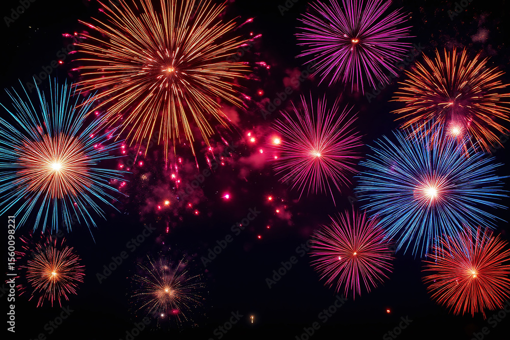 Fototapeta premium colorful fireworks display in the night sky