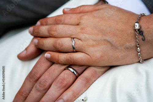 hands of the groom and bride