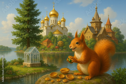 squirrel gnaws golden nuts