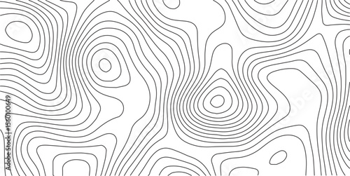 Vector geographic contour map. White wave paper curved reliefs abstract background, Abstract topographic contours map background, Topography map background. 