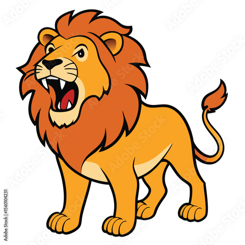 A powerful and majestic lion roaring fiercely, isolated on a clean white background, a symbol of strength and courage.