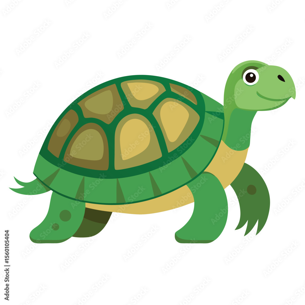 Obraz premium A slow-moving tortoise with its sturdy shell, calmly walking on a clean white background, a symbol of longevity.