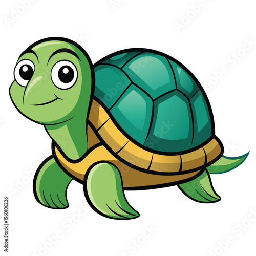 A gentle turtle retracting its head completely into its protective shell, isolated on a clean white background, a shy pose.