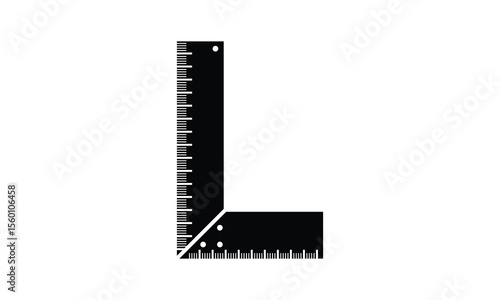 Carpenter's Square - Measuring Tool for Woodworking and Construction, L Shape Ruler, Angular Scale, Angled Measuring Ruler, Hardware Scale, Tailors Ruler Scale for Precise Measurement Silhouette