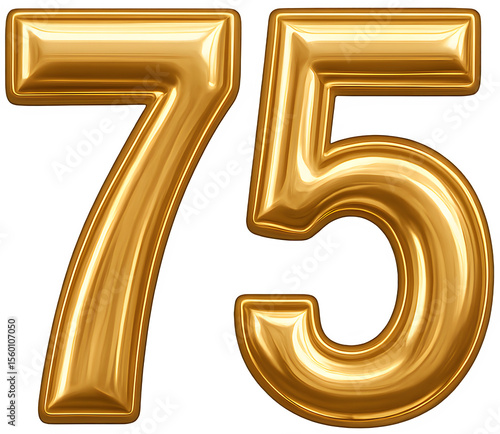 Gold 3D Number 75