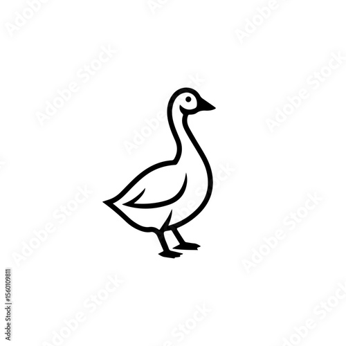 Minimalist vector illustration featuring a simple, stylized silhouette of a goose on a white background. Perfect for graphic design, branding, and educational purposes.