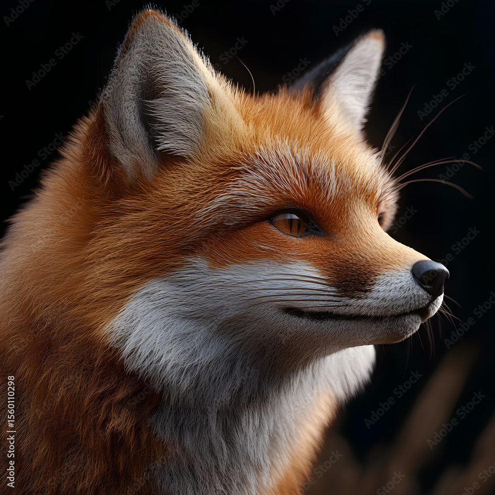 Obraz premium Realistic Portrait of a Red Fox in Autumn Forest