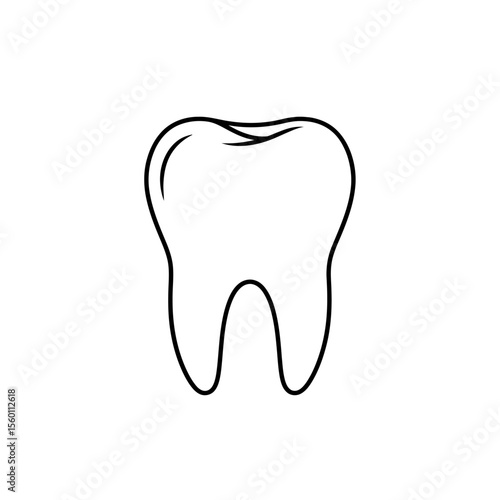 A simple line drawing of a single tooth with a white background in a minimalist style illustration