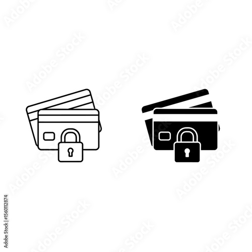 Two credit card icons with padlocks in outline and solid styles representing financial security measures