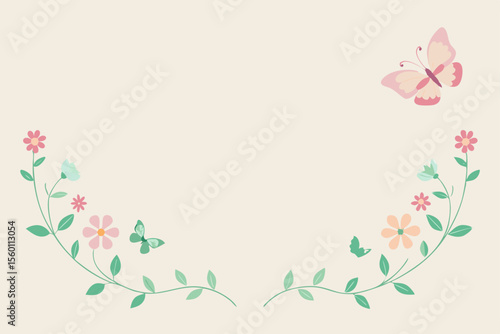 floral frame with butterflies