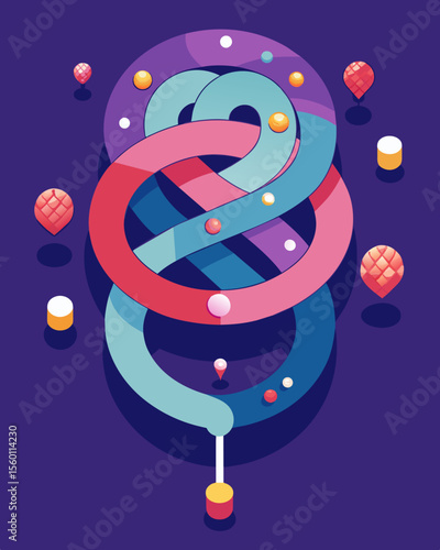 A neverending spiral of tangled pathways leading deeper and deeper into the complexities of the brain.. Vector illustration