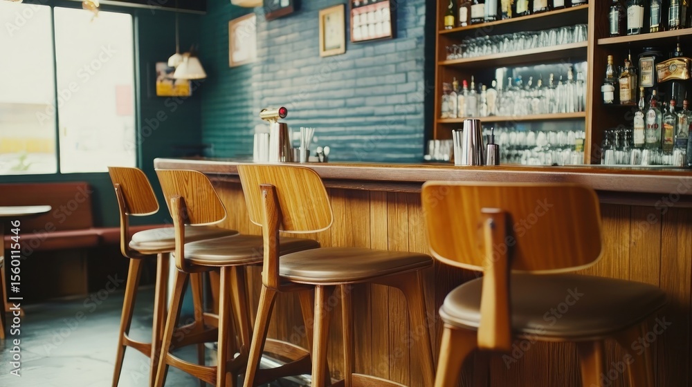 Obraz premium Chairs arranged at a bar counter