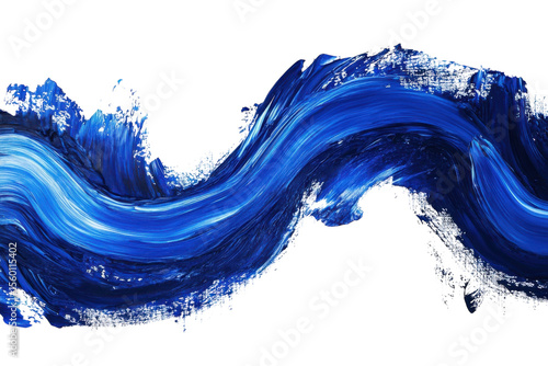 Abstract blue paint wave brush stroke isolated on white