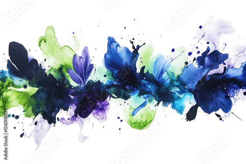Blue and green watercolor splash abstract banner background