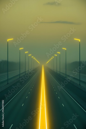 highway lit with yellow lights