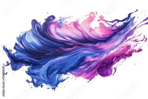 Abstract blue and pink watercolor paint splash swirl isolated