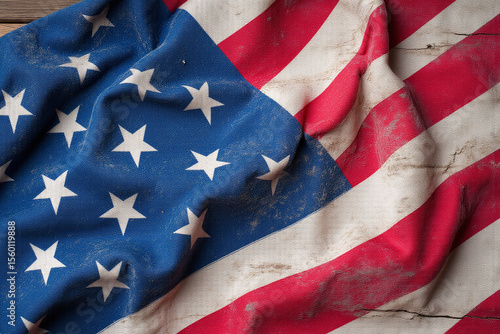 american flag on a wooden table