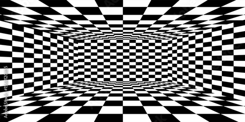 Floor in perspective with checkerboard texture. Empty chess board. Vector illustration.