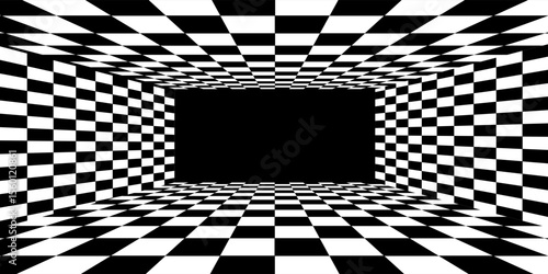 Floor in perspective with checkerboard texture. Empty chess board. Vector illustration.