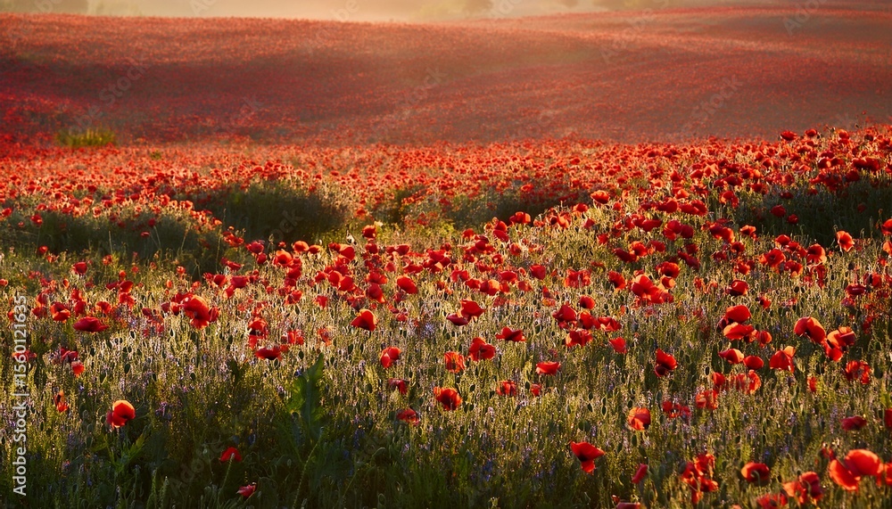 field of red poppies background field of red poppies background