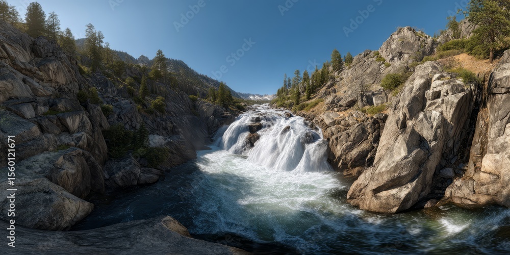 Obraz premium Majestic waterfall adventure nature hdr 360 degrees hdri view
