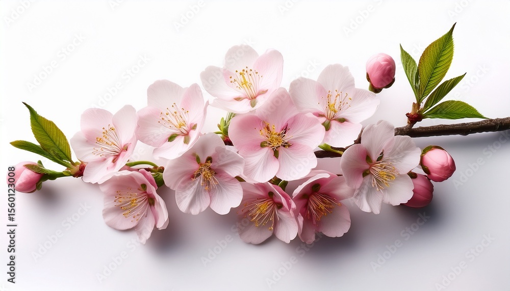 branch of cherry blossom on white background macro photography branch of cherry blossom on white background macro photography