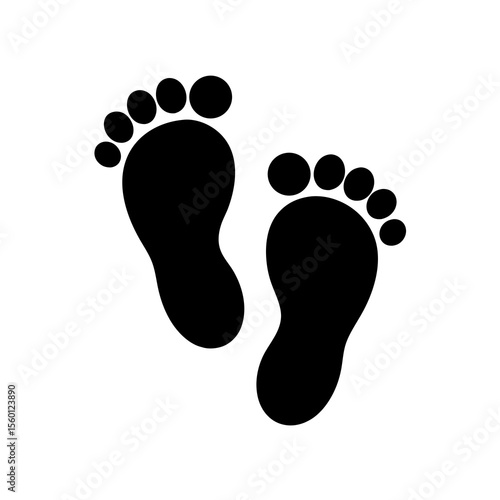 Silhouette of Two Human Footprints: A Symbol of Walking, Exploring, Movement, and the Journey Through Life's Path