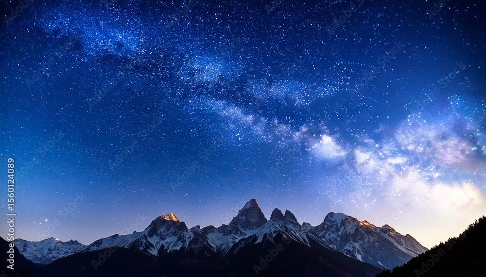 Fototapeta premium majestic mountain range under starry sky