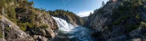 Majestic waterfall view nature landscape hdr 360 degrees hdri