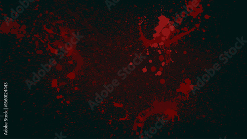 A dark background splashed with red blood-like scattering.