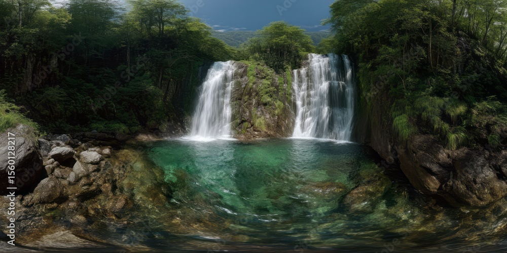 Fototapeta premium Breathtaking waterfall view in nature hdr 360 degrees hdri