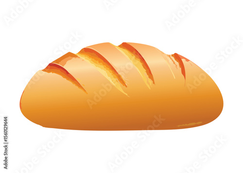 Golden Baked Light Brown Loaf with Slashes - Vector Illustration