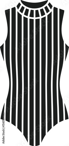 Striped Bodysuit Silhouette Vector - Fashionable One-Piece Outfit Illustration