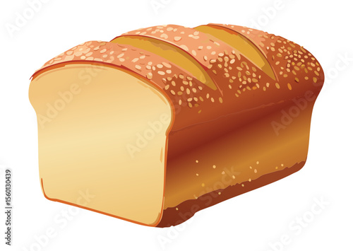 Freshly Baked White Sliced Bread Loaf Loaf - Vector Illustration