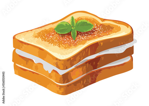 Savory Layered Toasted Sandwich Cheese Filling - Vector Illustration