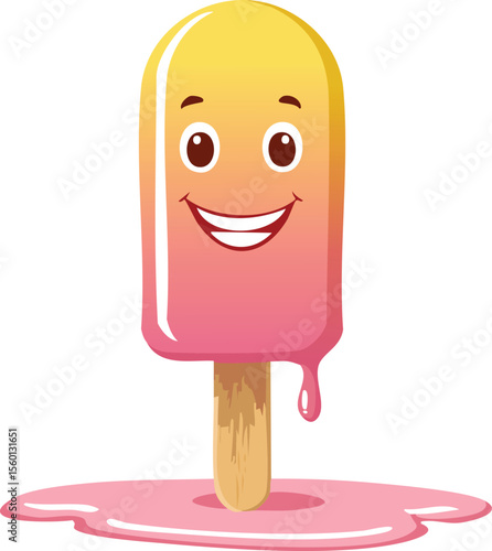 Happy Ice Cream Melting Gently with a Contented Smile