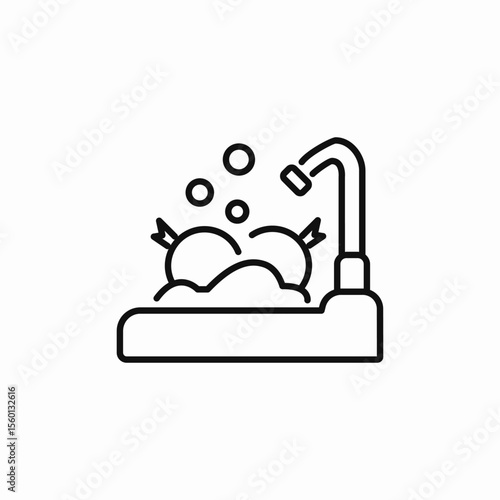 vegetables wash water tap icon sign vector