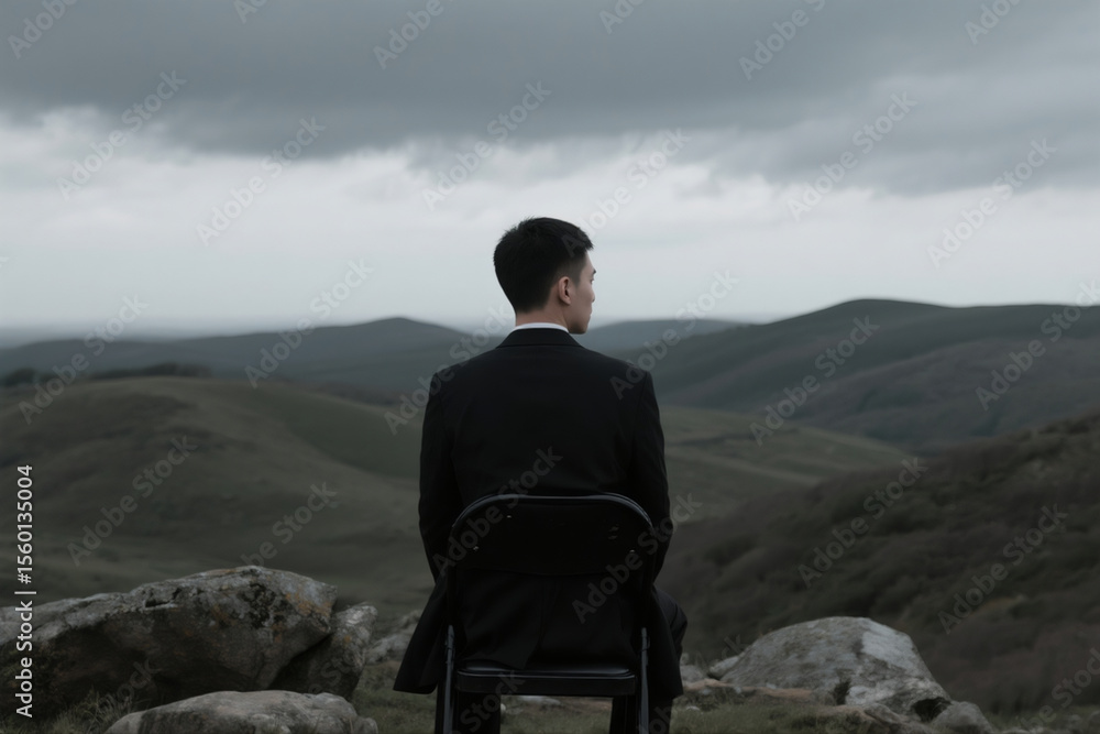 Fototapeta premium businessman sitting on a chair
