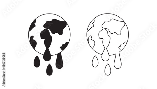 Melting Earth Global Warming Icons